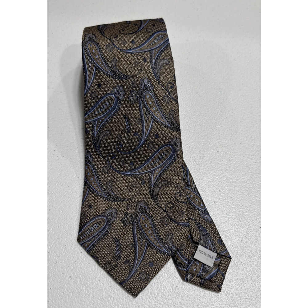 Burma Bibas 100% Silk Tie Necktie Brown Purple Paisley Business Formal Classic